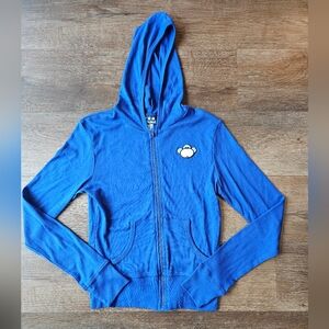 Vintage Y2K Bobby Jack Lightweight Zip Hoodwd Sweatshirt Royal Blue Monkey Patch
